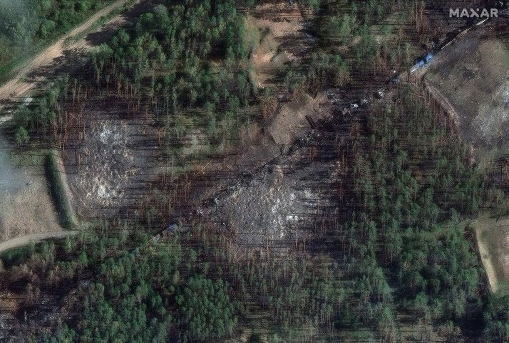 Destroyed train near Toropets in Russia's Tver Region.